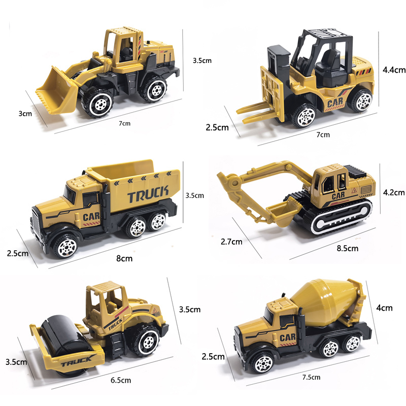 Model Kit Excavator - 6 pçs/set liga guindaste caminhão carro