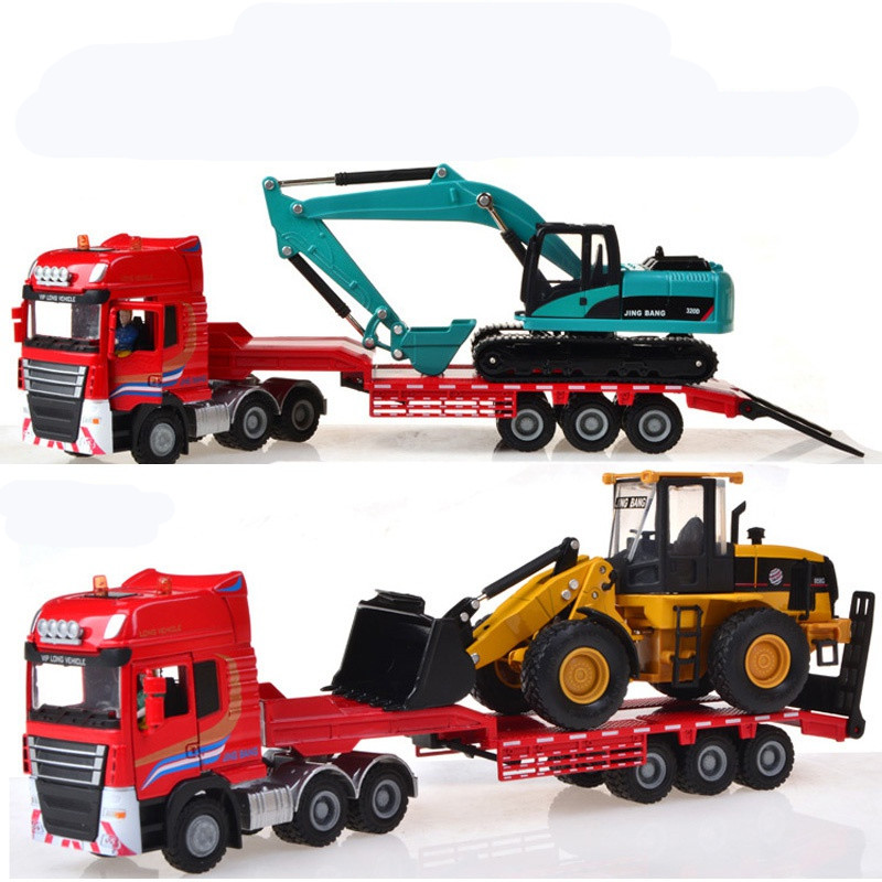 Model Kit Excavator - Requintado Flattrailer engenharia veículo modelo, brinquedos